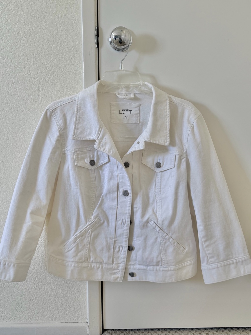 LOFT White Denim Jacket - Classic Button-Up